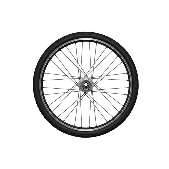 Black bicycle wheel on a white background