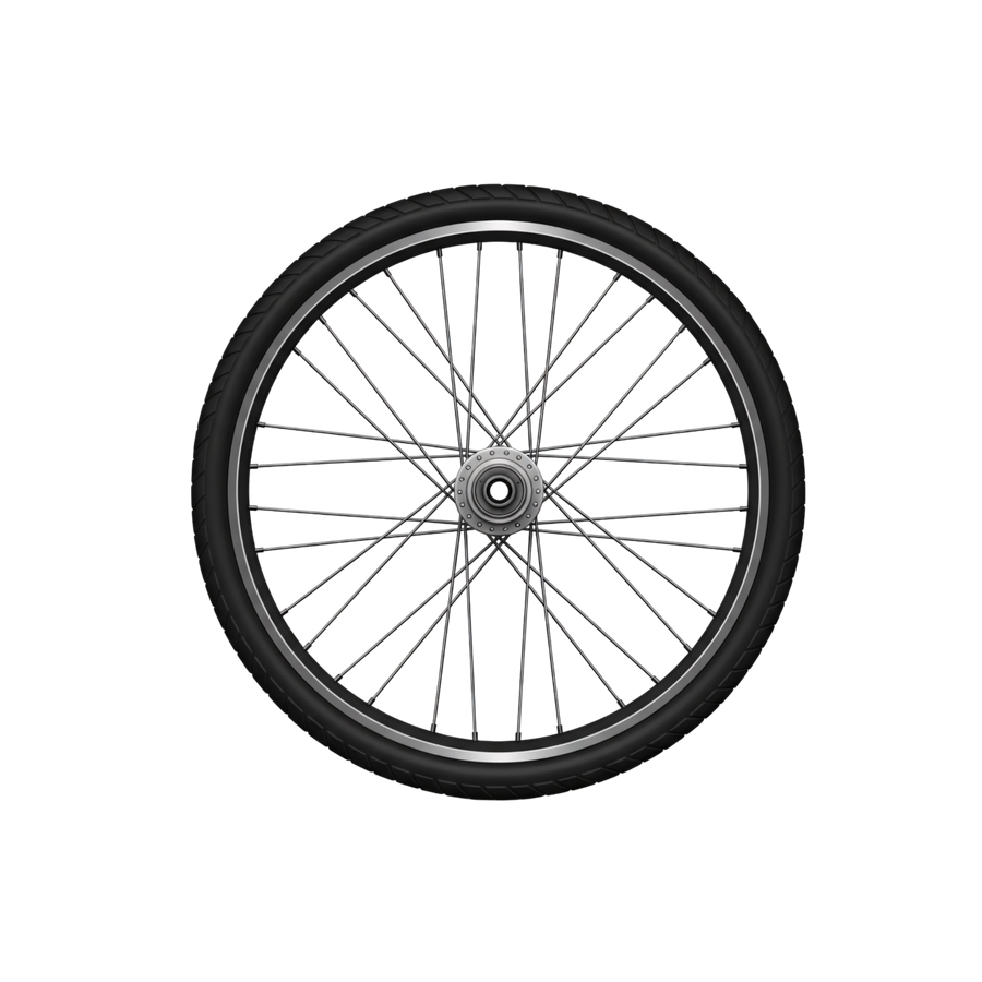 Black bicycle wheel on a white background