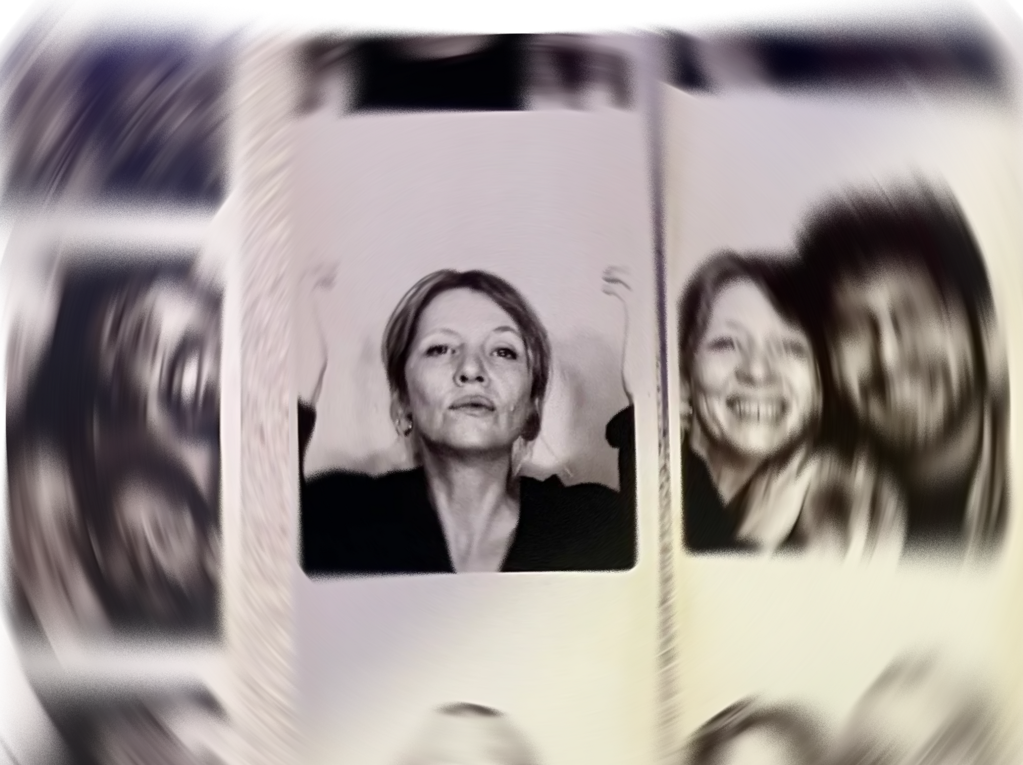 Black and white photo of a woman with a blurred effect